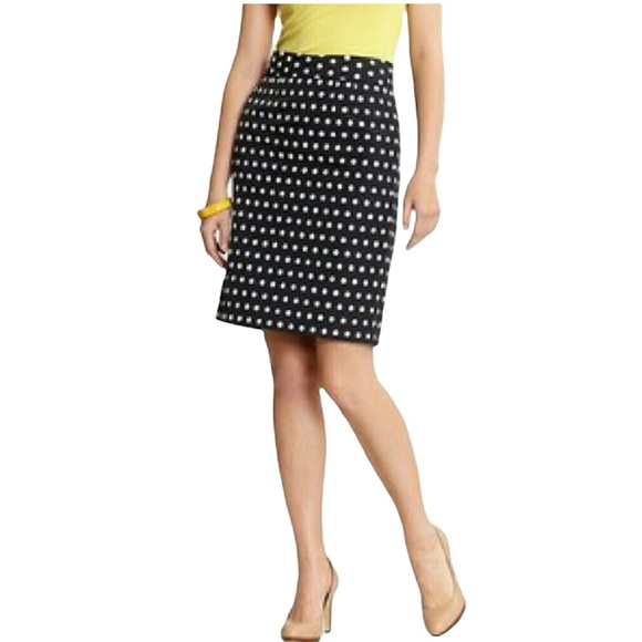 J. Crew Dresses & Skirts - J. Crew The Pencil Skirt Navy & White Polka Dot Size 10